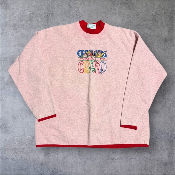 VTG 90's Sweatshirt Grandma "grandkids Make Life Grand" embroidered Women's XL - Picture 1 of 6